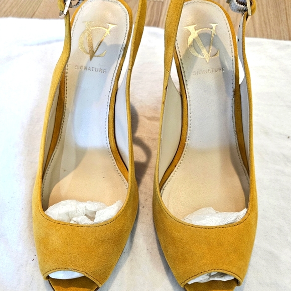 Italian made Vero Cuoio Signature Suede open toe slingback wedges size 5.5 - Picture 2 of 9